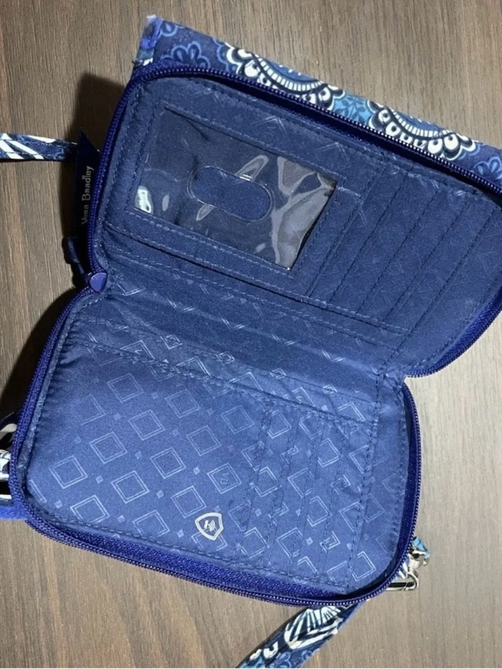 Vera Bradley Blue Floral Quilted Crossbody Wallet